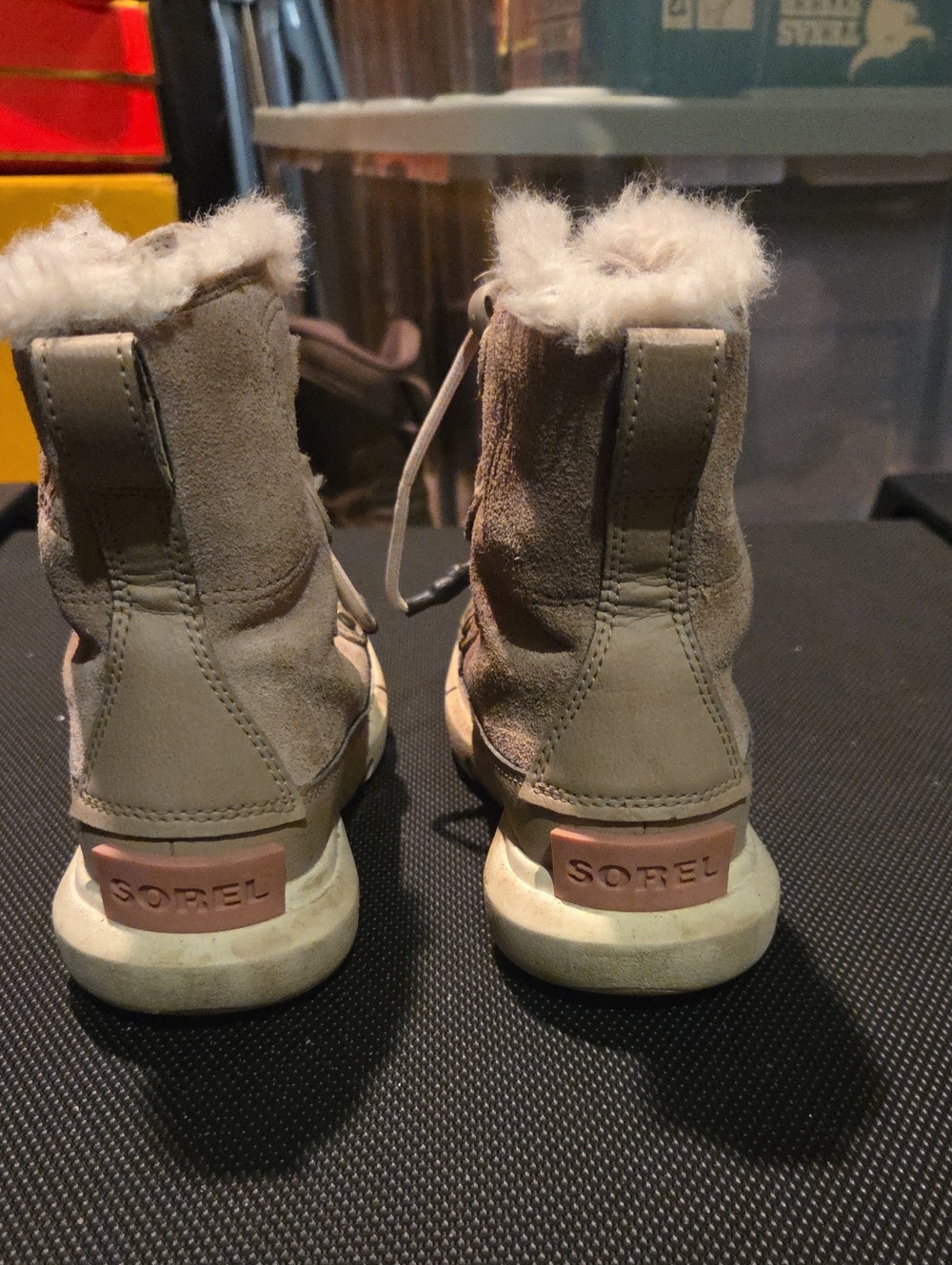 Sorel Kids Taupe Suede Faux Fur Lined Boots